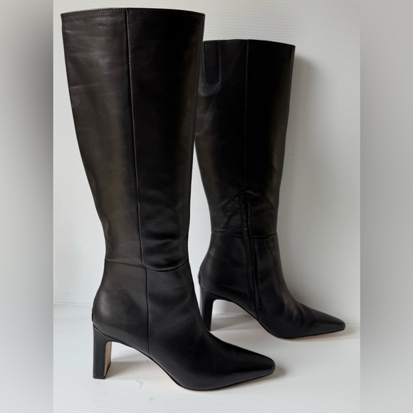 Sam Edelman Leather Boots Sylvia Knee High Black Heeled Boots Women's Size 11 - Picture 2 of 10